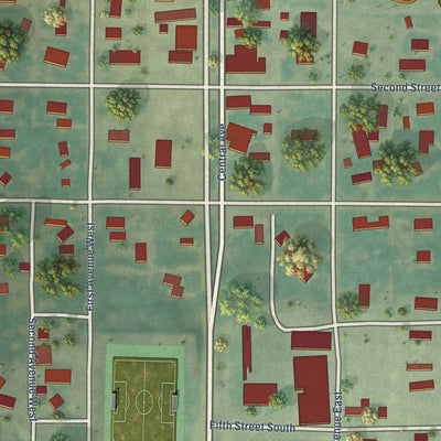 Close-up of the map of Hobson, Montana print showing street and building detail