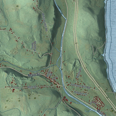 Close-up of the map of Lisle, New York print showing street and building detail
