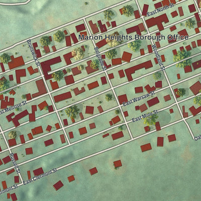 Close-up of the map of Marion Heights, Pennsylvania print showing street and building detail