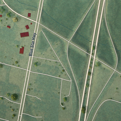 Close-up of the map of Jarratt, Virginia print showing street and building detail