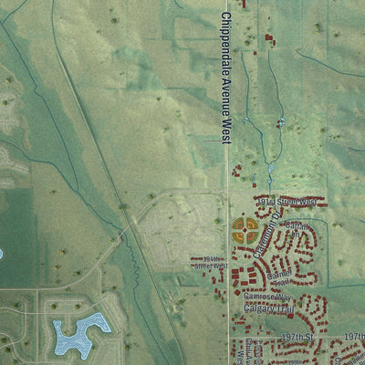 Close-up of the map of Empire, Minnesota print showing street and building detail