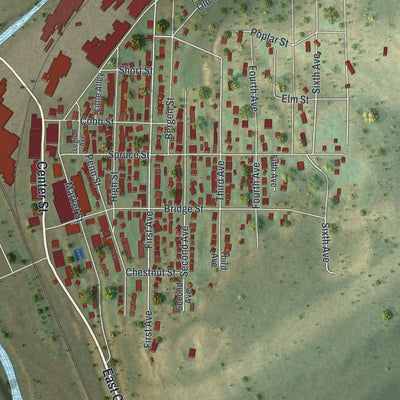 Close-up of the map of Johnsonburg, Pennsylvania print showing street and building detail