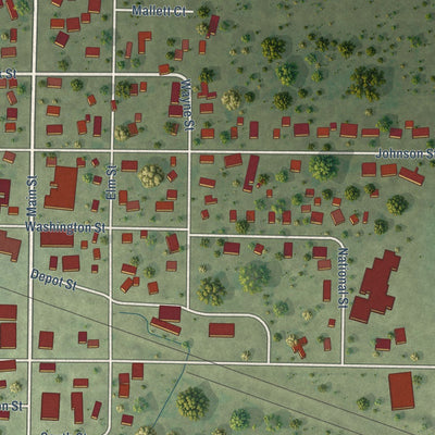 Close-up of the map of Union, Illinois print showing street and building detail