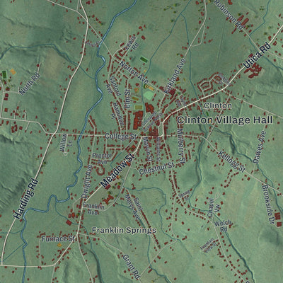 Close-up of the map of Kirkland, New York print showing street and building detail