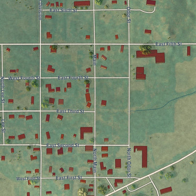 Close-up of the map of Arcadia, Oklahoma print showing street and building detail