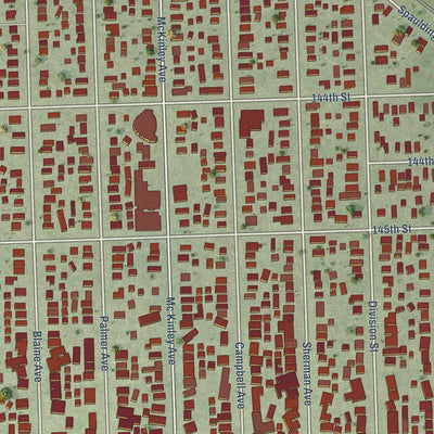 Close-up of the map of Posen, Illinois print showing street and building detail
