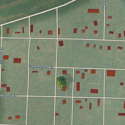 Close-up of the map of Gem, Kansas print showing street and building detail