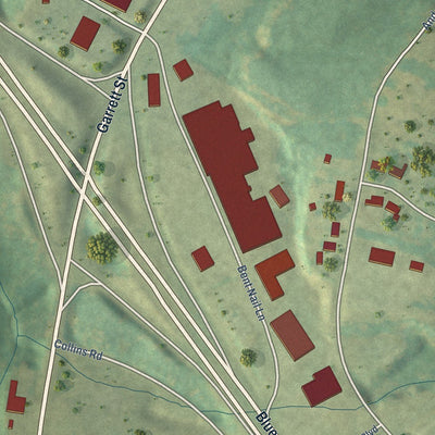 Close-up of the map of West Union, South Carolina print showing street and building detail