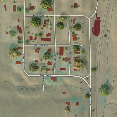 Close-up of the map of Hatton, Washington print showing street and building detail
