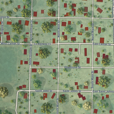 Close-up of the map of West Point, Illinois print showing street and building detail