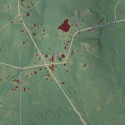 Close-up of the map of Shongaloo, Louisiana print showing street and building detail