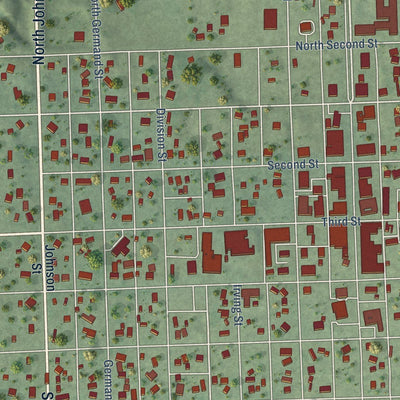 Close-up of the map of Fullerton, Nebraska print showing street and building detail