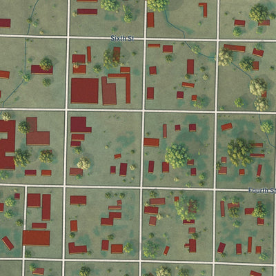 Close-up of the map of Dupree, South Dakota print showing street and building detail