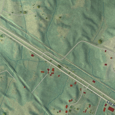Close-up of the map of Glen, Mississippi print showing street and building detail