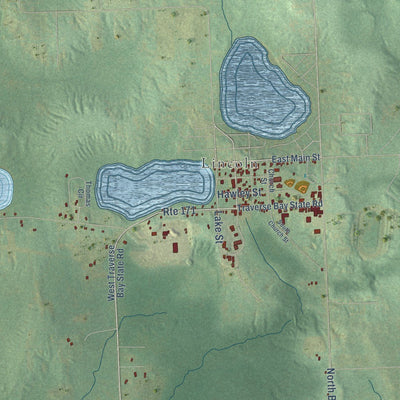 Close-up of the map of Gustin, Michigan print showing street and building detail