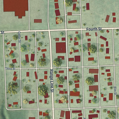 Close-up of the map of Snyder, Nebraska print showing street and building detail