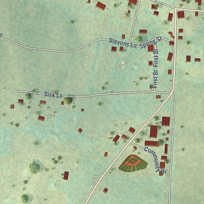 Close-up of the map of Big Flat, Arkansas print showing street and building detail
