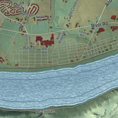 Close-up of the map of East Donegal, Pennsylvania print showing street and building detail