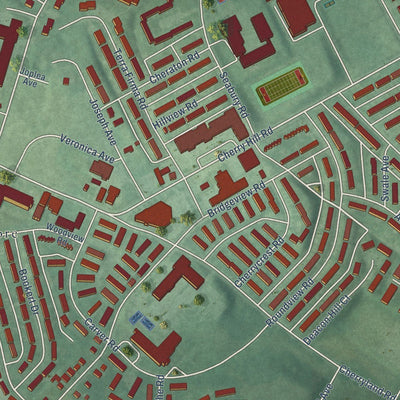 Close-up of the map of Cherry Hill, Maryland print showing street and building detail
