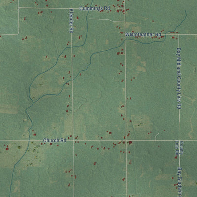 Close-up of the map of Bentley, Michigan print showing street and building detail
