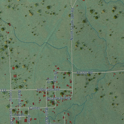 Close-up of the map of Lamar, Oklahoma print showing street and building detail