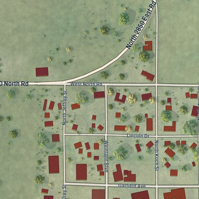 Close-up of the map of Cooksville, Illinois print showing street and building detail