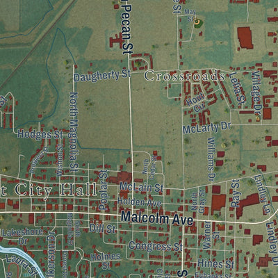Close-up of the map of Newport, Arkansas print showing street and building detail
