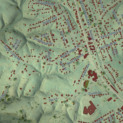 Close-up of the map of Greenbrier, Tennessee print showing street and building detail