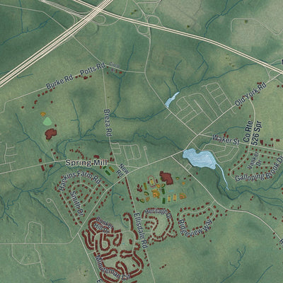Close-up of the map of Upper Freehold, New Jersey print showing street and building detail