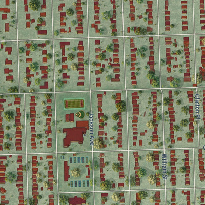 Close-up of the map of River Forest, Illinois print showing street and building detail