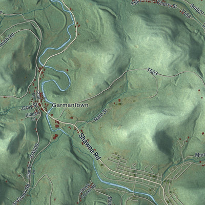 Close-up of the map of Susquehanna, Cambria County, Pennsylvania print showing street and building detail
