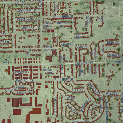 Close-up of the map of Westmont, Illinois print showing street and building detail
