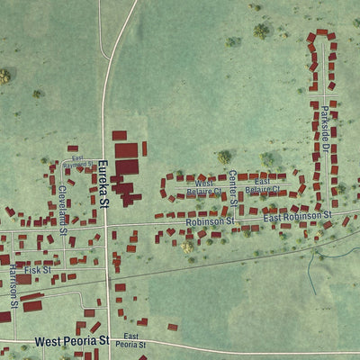 Close-up of the map of Goodfield, Illinois print showing street and building detail