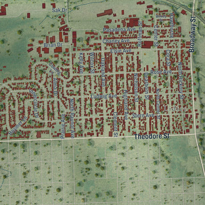 Close-up of the map of Crest Hill, Illinois print showing street and building detail