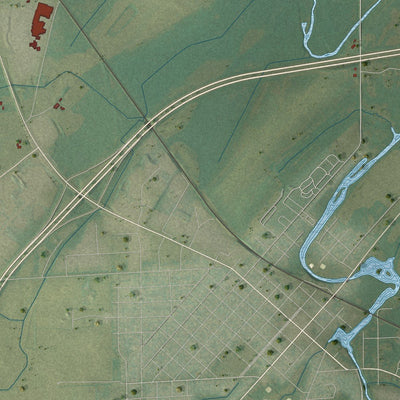 Close-up of the map of the Town of Columbus, Wisconsin print showing street and building detail
