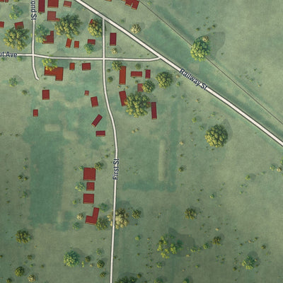 Close-up of the map of Hazel Run, Minnesota print showing street and building detail