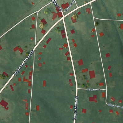 Close-up of the map of Gibson, Tennessee print showing street and building detail