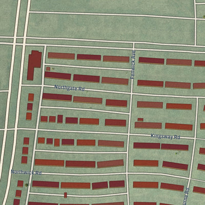 Close-up of the map of Hillen, Maryland print showing street and building detail