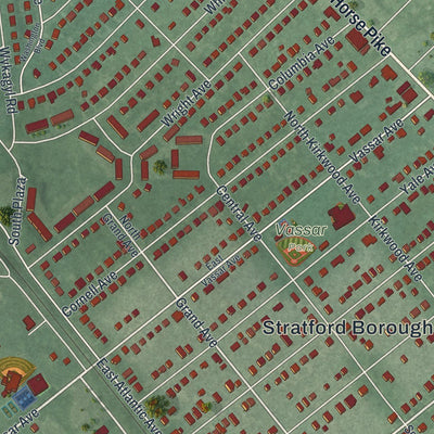 Close-up of the map of Stratford, New Jersey print showing street and building detail