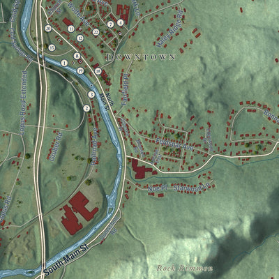 Close-up of the map of Beacon Falls, Connecticut print showing street and building detail