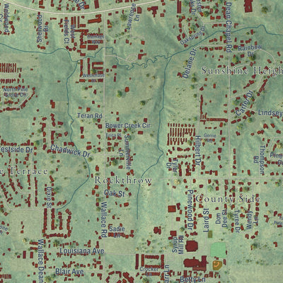 Close-up of the map of Claiborne, Louisiana print showing street and building detail