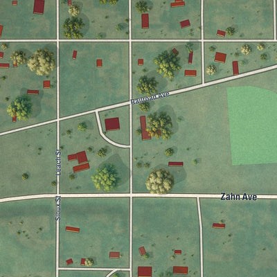 Close-up of the map of Solen, North Dakota print showing street and building detail