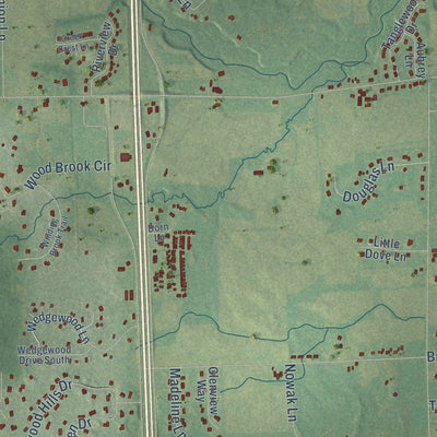 Close-up of the map of Little Suamico, Wisconsin print showing street and building detail