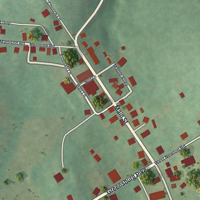 Close-up of the map of Madison, Westmoreland County, Pennsylvania print showing street and building detail