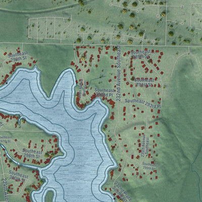 Close-up of the map of Black Diamond, Washington print showing street and building detail