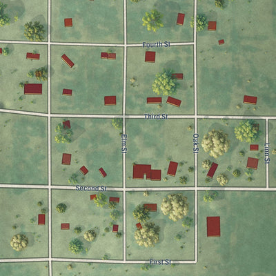 Close-up of the map of Seneca, South Dakota print showing street and building detail