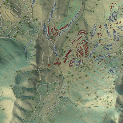 Close-up of the map of Granby, Colorado print showing street and building detail