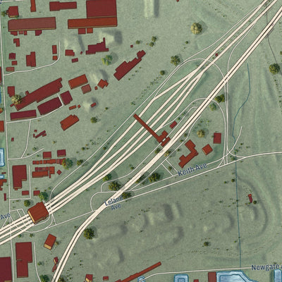 Close-up of the map of Canton Industrial Area, Maryland print showing street and building detail