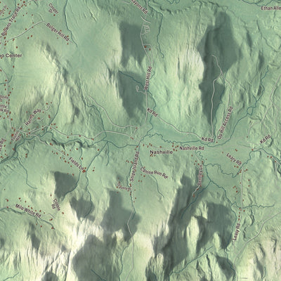 Close-up of the map of Jericho, Vermont print showing streets and neighborhoods