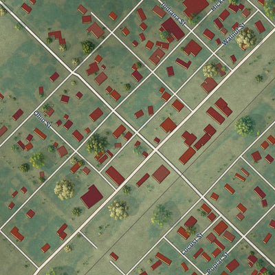 Close-up of the map of Edgewood, Illinois print showing street and building detail
